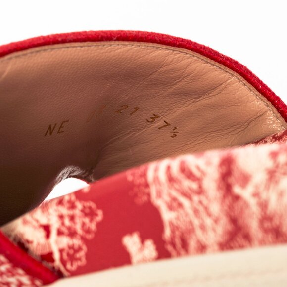 Christian Dior Dway Red Toile du Jouy Flowers Embroidered Slides - Picture 11 of 11
